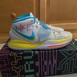 Kyrie 6 White/Blue Fury-Opti Yellow Size 8.5 Mens With Box